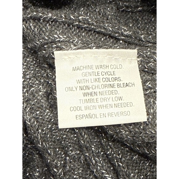 Charter Club Cable Knit Sweater Gray Sparkle Pullover V-Neck Long Sleeve Size Xl - Picture 6 of 6